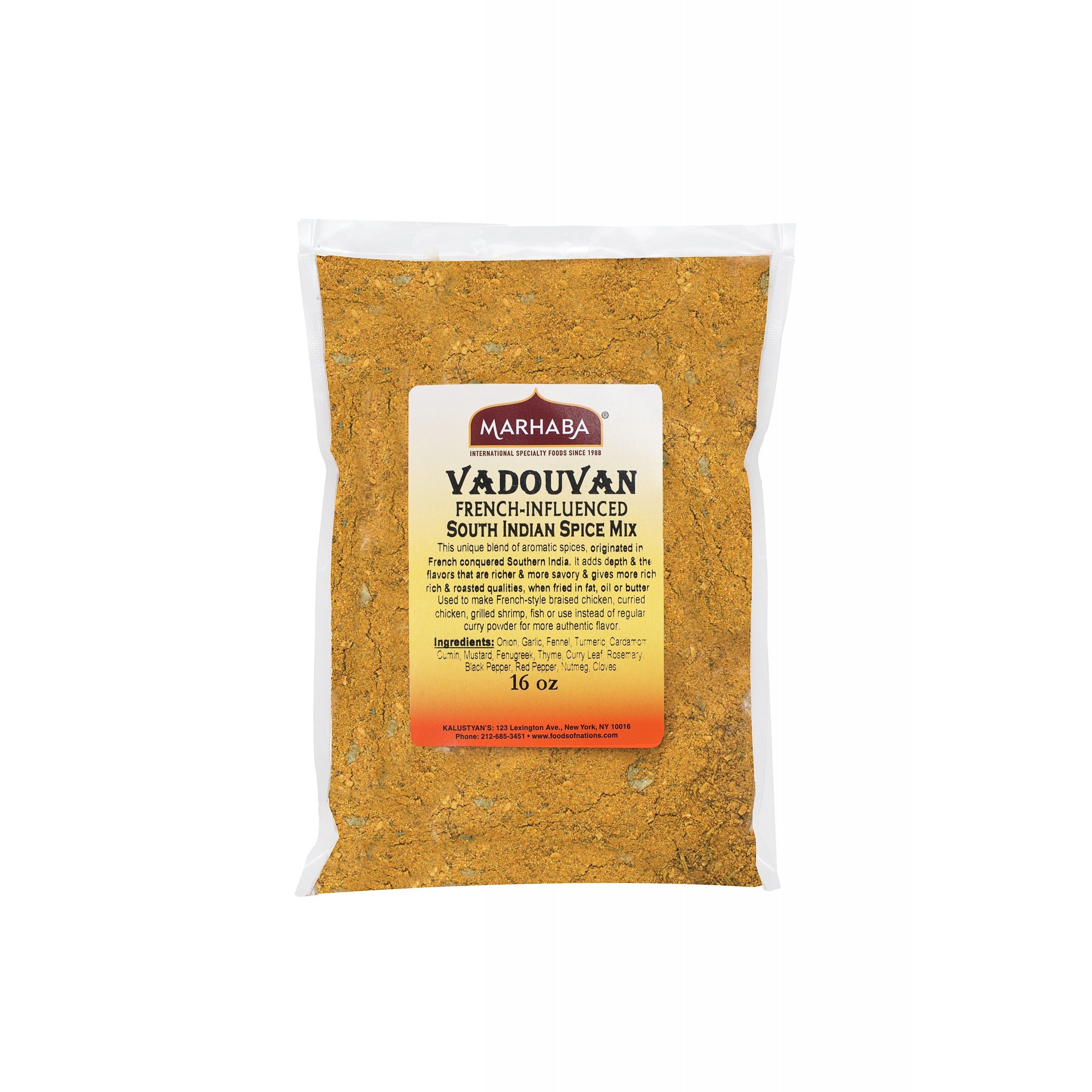 VADOUVAN SOUTH INDIAN SPICE MIX 1 Lbs