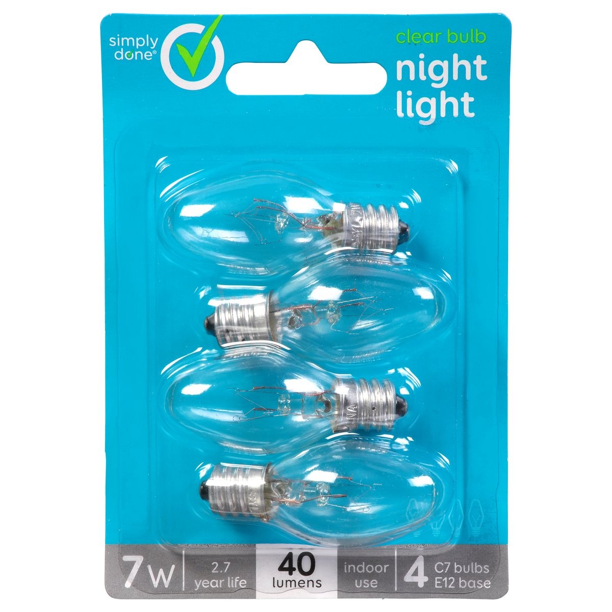 SIMPLY DONE 7W CLR NITE BULB 4 COUNT