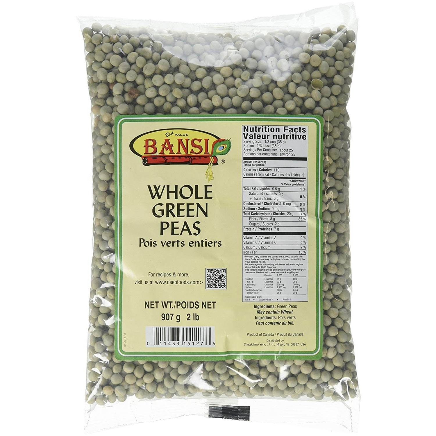 Bansi Whole Green Peas 2 LBS