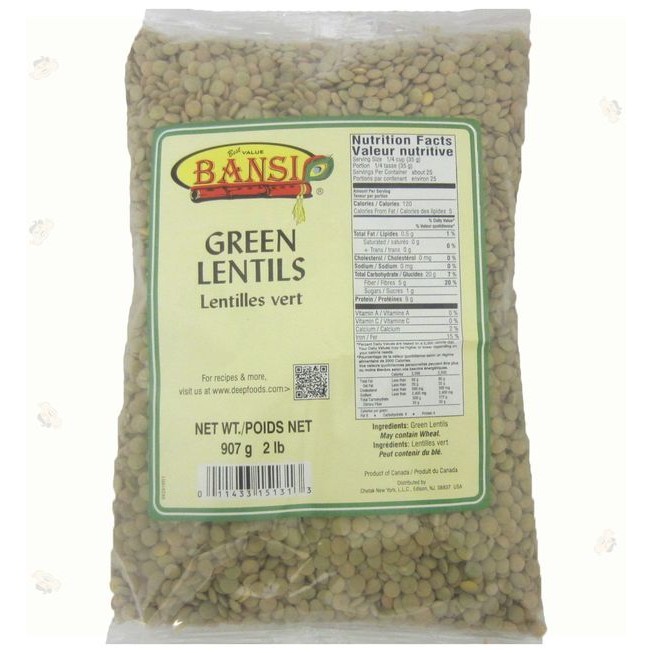 BANSI GREEN LENTILS 2 LBS