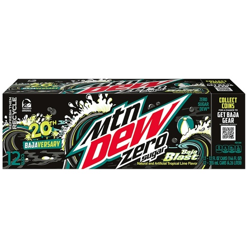 MOUNTAIN DEW BAJA ZERO SG  12PK 12OZ     1 OZ