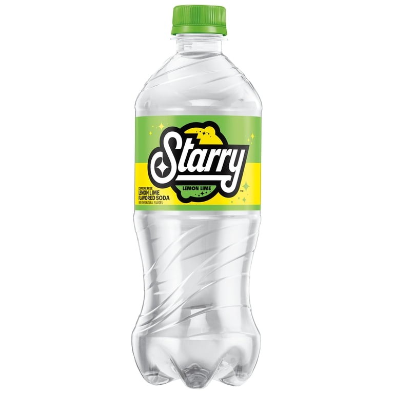 STARRY LEMON LIME SODA CAFFEINE FREE 20 OZ