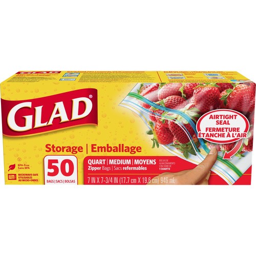 GLADLOCK QUART STORAGE BAGS              50 COUNT