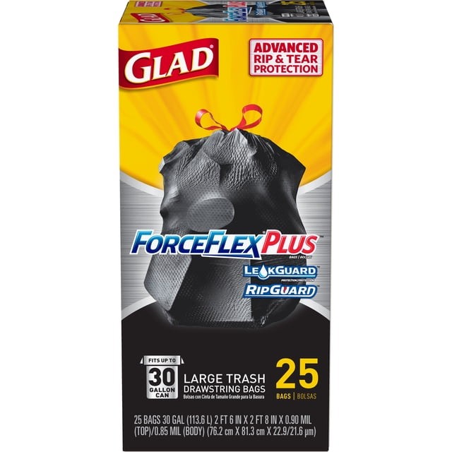 Glad Large Trash Bag 30 Gallon 25 COUNT