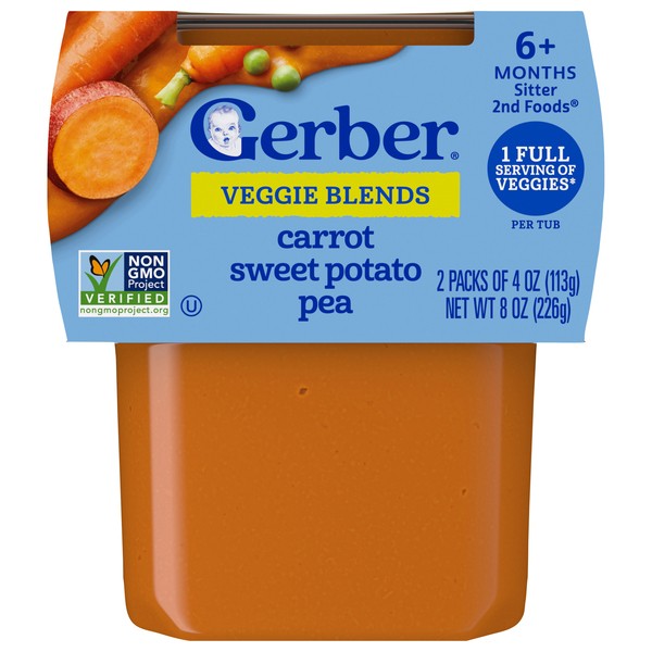 GERBER 2ND FOOD CARROT SWEET POTATO PEA 8 OZ