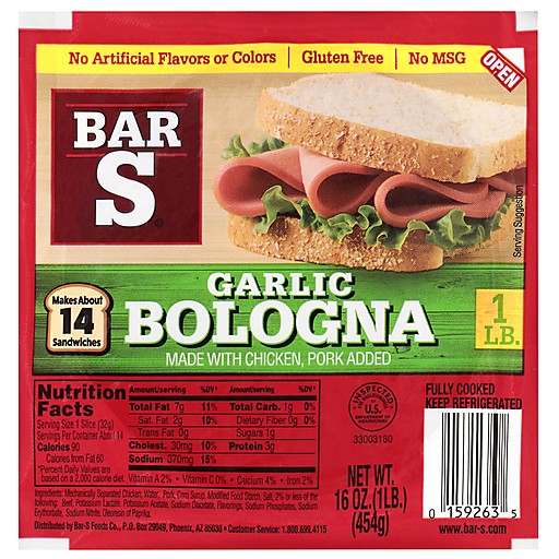 Bar S Garlic Bologna 16 OZ