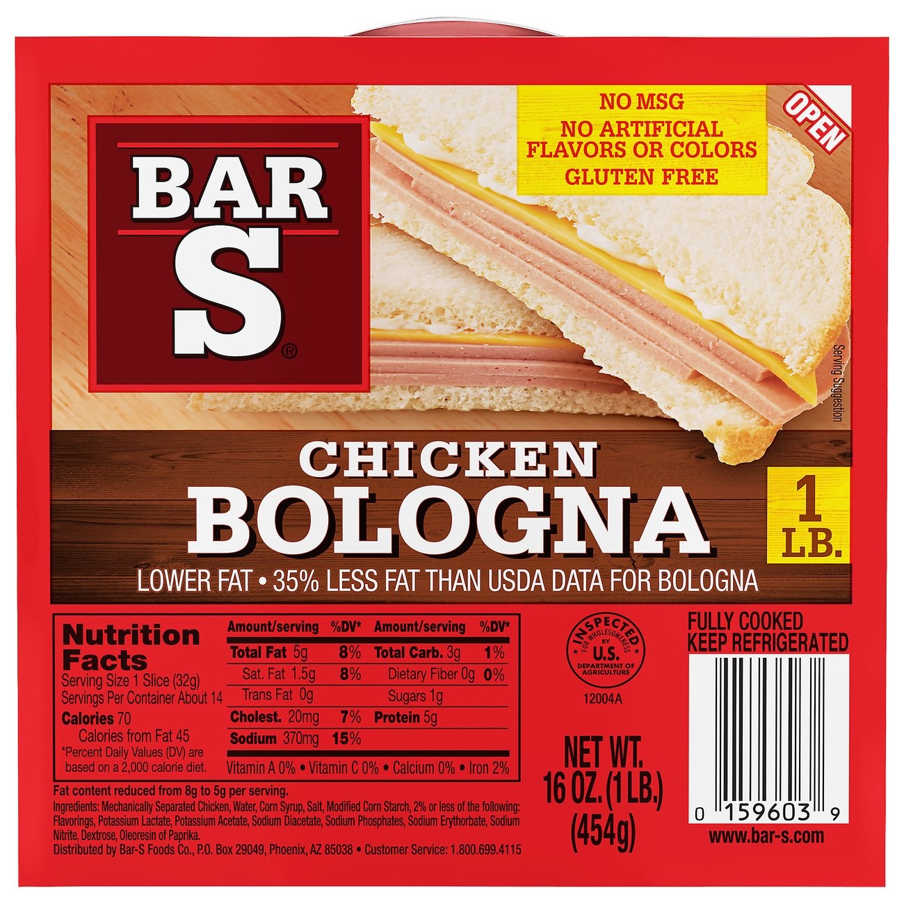 Bar S Chicken Bologna 16 OZ