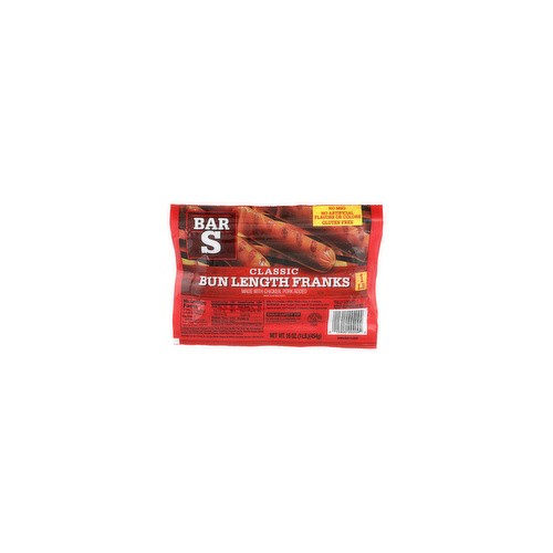 BAR S CLASSIC BUN LENGTH FRANKS 16 OZ