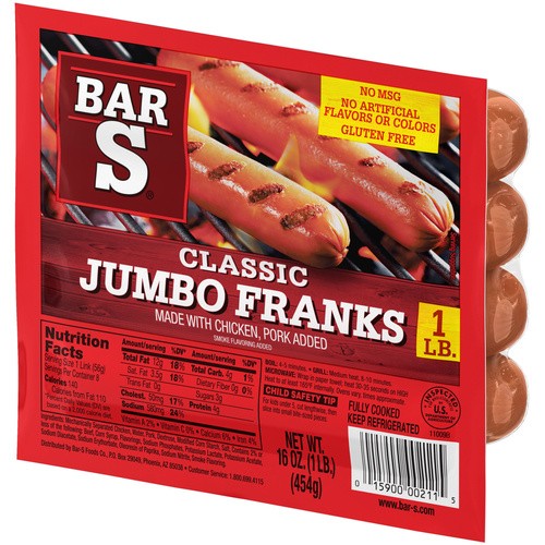 BAR S JUMBO FRANKS 16 OZ