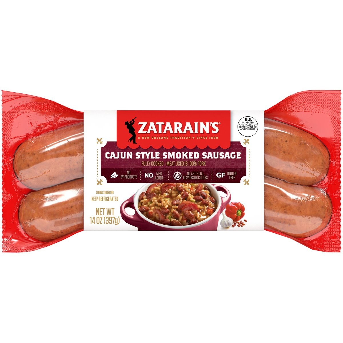 ZATARAINS CAJUN SMOKED SAUSAGE           14 OZ