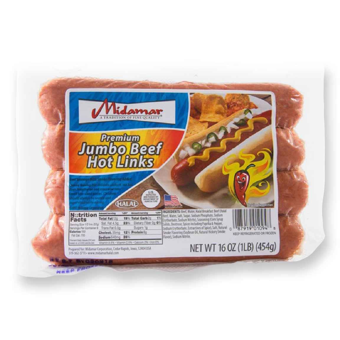 MIDAMAR JUMBO BEEF HOT LINKS