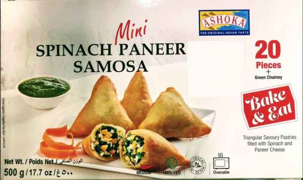 Ashoka Spinach Paneer Mini Samosa (20 Pieces)