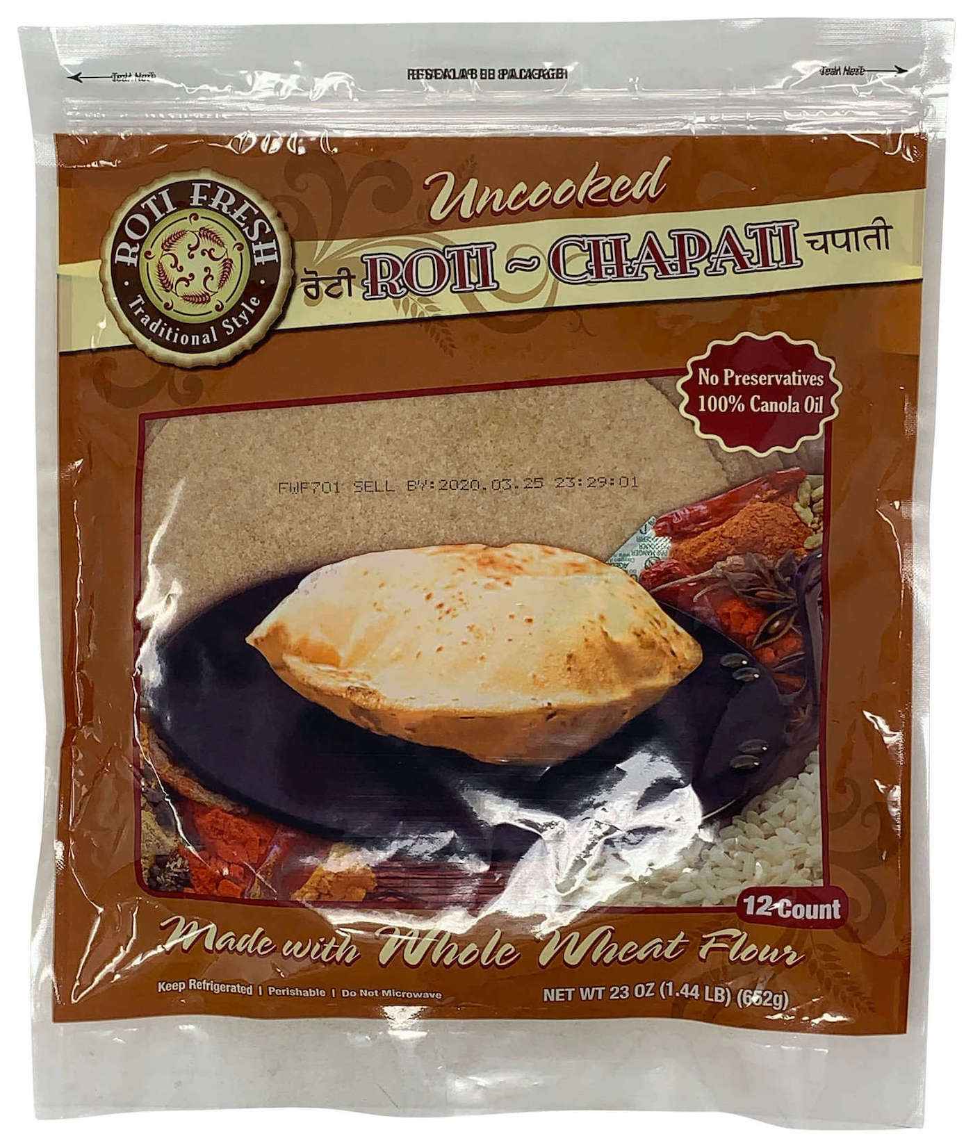 Roti Fresh Uncooked Roti (12 Pieces)