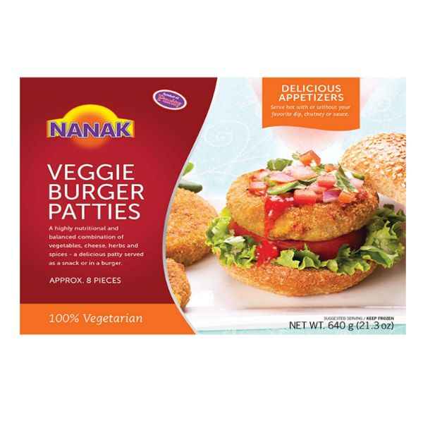 Nanak Veggie Burger Patties 100% Vegetarian (8 Pieces)