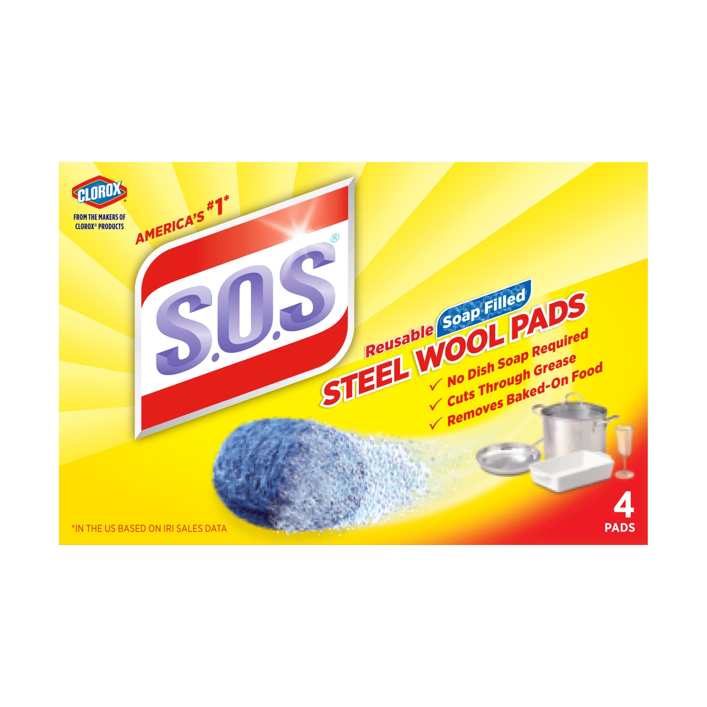 S.O.S. Steel Wool Soap Pads 4 COUNT