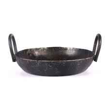 FLAT BOTTOM WHITE IRON KADAI 10 Inch