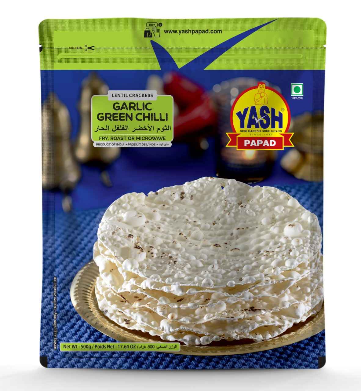 YASH GARLIC GRN CHIL PAPAD
