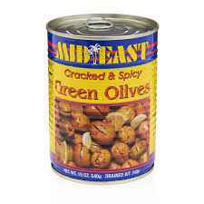 Mid East Green Olives Cracked And Spicy