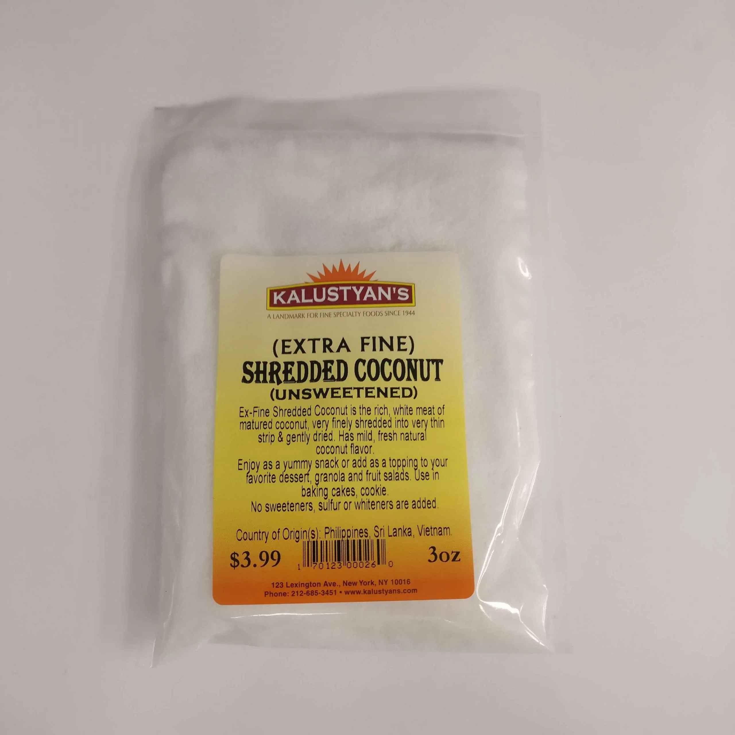 KALUSTYANS SHREDDED COCONUT EXTRA FINE UNSWEETENED 1 Lbs