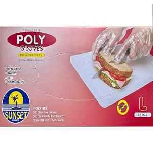 Sunset Poly 500 Gloves (L)Large Size Powder Free 100 Gloves In A Pack