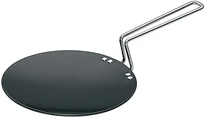 Futura Hard Anodised Concave Tava Griddle  10 Inch  With Steel Handle (L52)