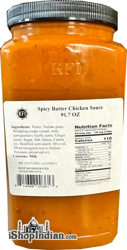 KFI Spicy Butter Chicken Cooking Sauce   Restaurant Pack