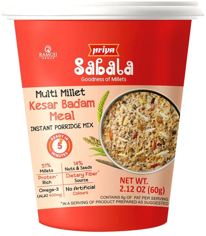 Priya Sabala Multi Millet Kesar Badam Meal Instant Cup