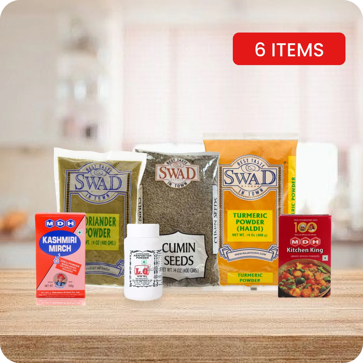 Indian Cooking Starter Kit Spice Rack 6 Pack