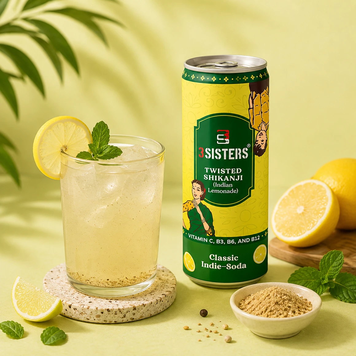 3 Sisters Classic Indie Soda   Twisted Shikanji (Indian Lemonade)
