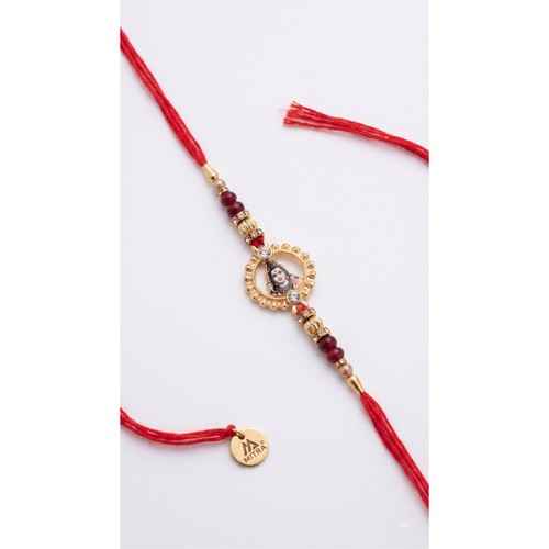 Red Thread Shiva Beaded Rakhi For Brother