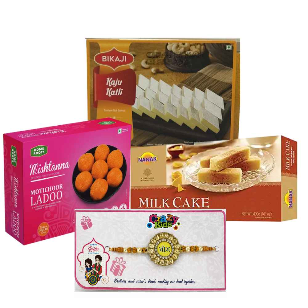 Premium Rakhi Gift Hamper – Kaju Katli & Motichoor Ladoo