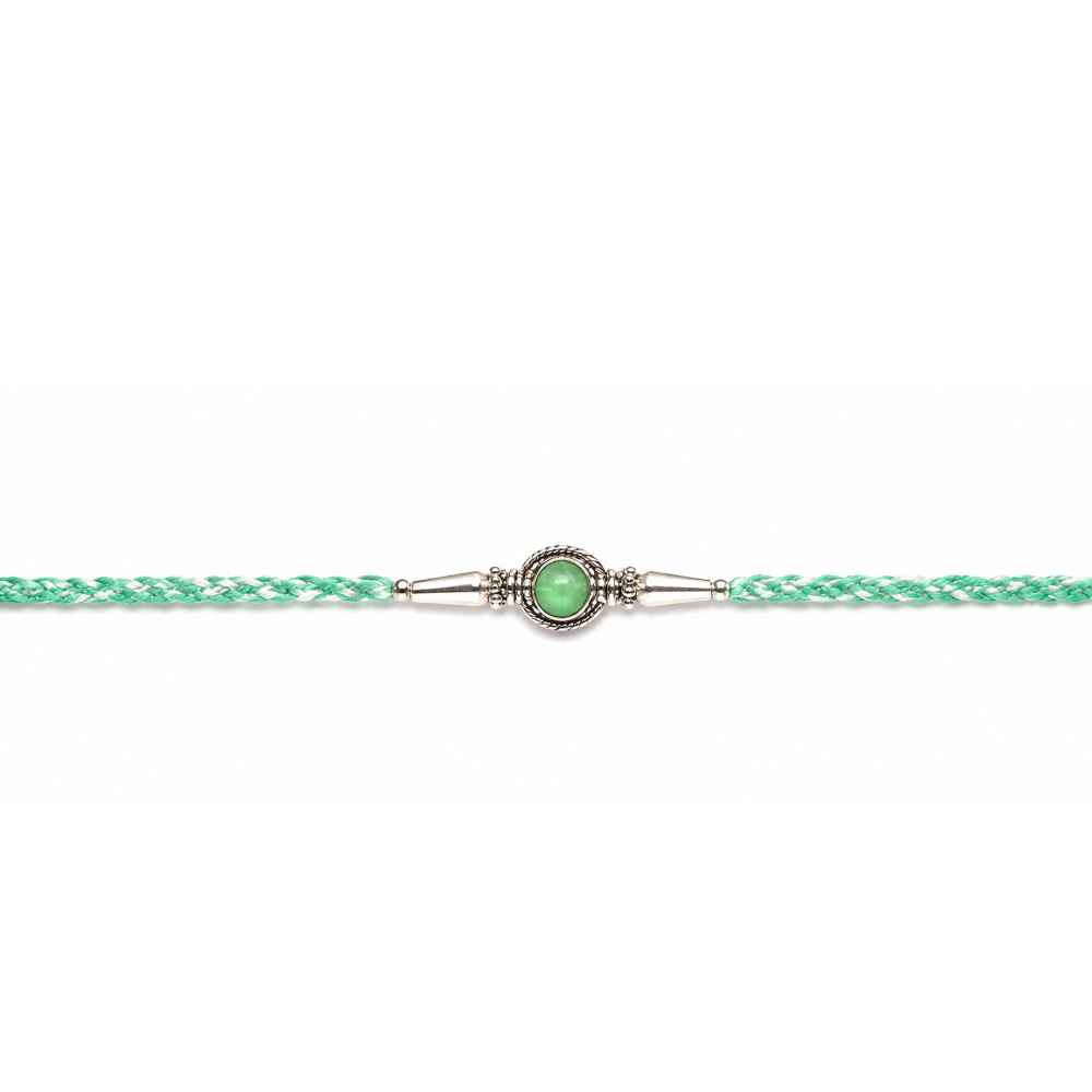 Mint Green Beaded Stone Rakhi For Brother