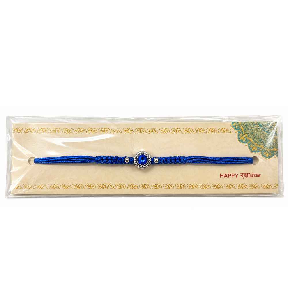 Royal Blue Stone Beaded Rakhi For Brother