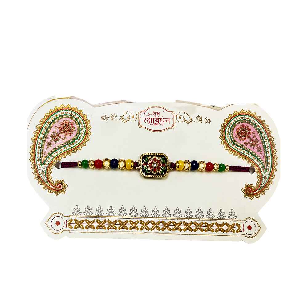 Multicolor Beaded Traditional Rakhi For Brother