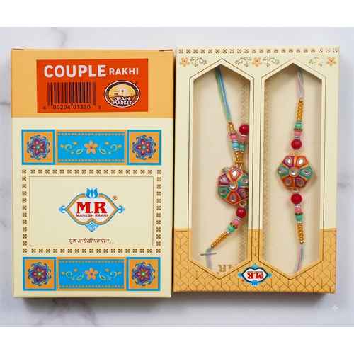 Multicolor Beaded Couple Rakhi Set