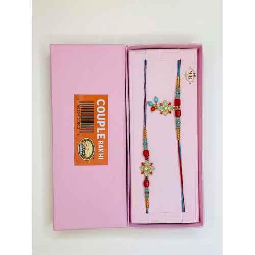 Multicolor Beaded Bhaiya Bhabhi Rakhi Set