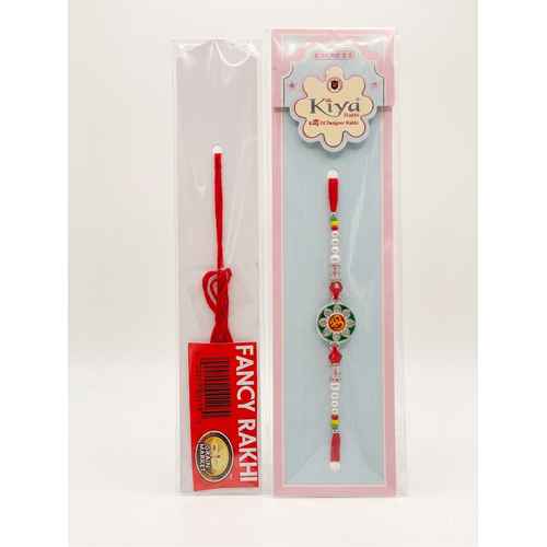 Red Thread Om Beaded Fancy Rakhi For Brother