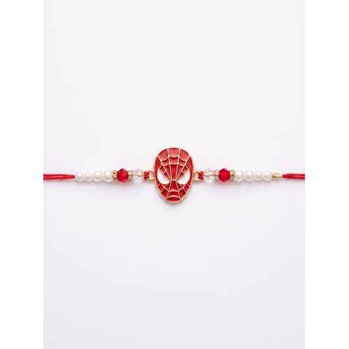 Red Thread Spider Man Beaded Rakhi For Kids