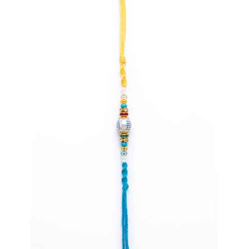 Red Thread Green And Red Beaded Rakhi