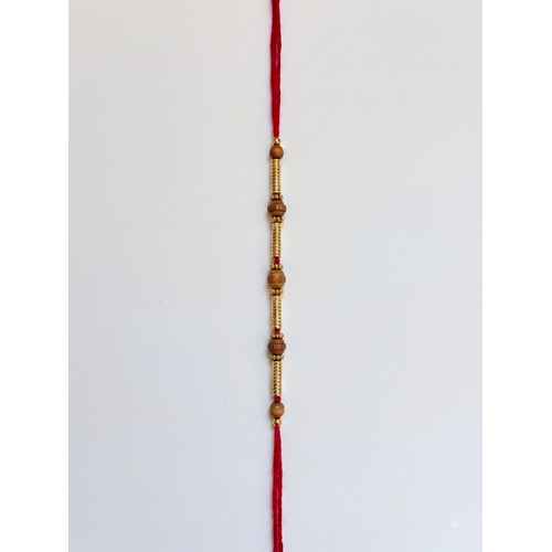Red Thread Antique Gold Beaded Rakhi