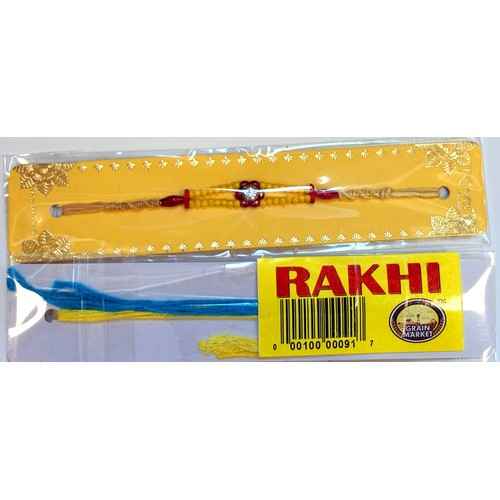 Yellow Beaded Floral Rakhi For Brother