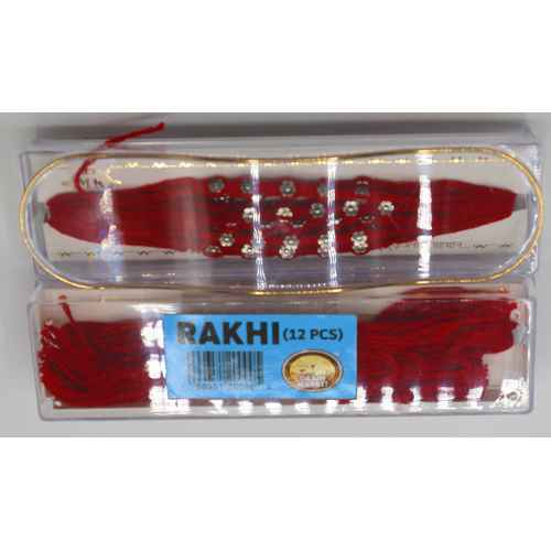 Red Thread Beaded Rakhi Set – 12 PC