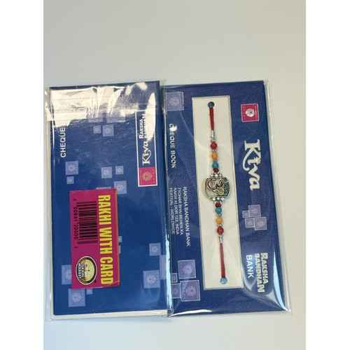 Multicolor Beaded Om Rakhi With Rakhi Card