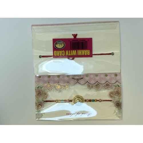 Red Thread Multicolor Beaded Rakhi With Card