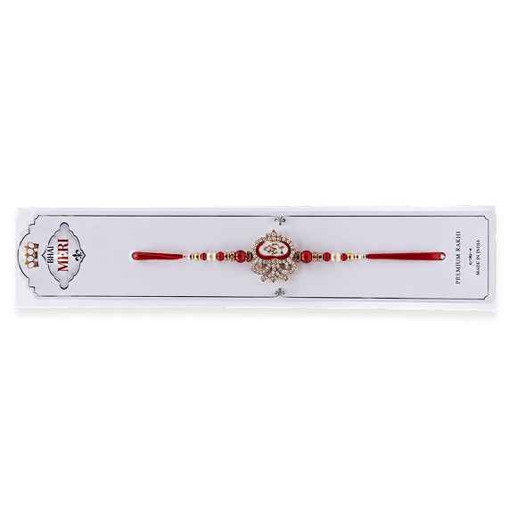 Fancy Red And Gold Rakhi For Brother – Designer Beaded Rakhi