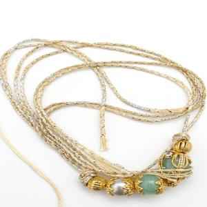 Green Stone Golden Beaded Designer Rakhi 