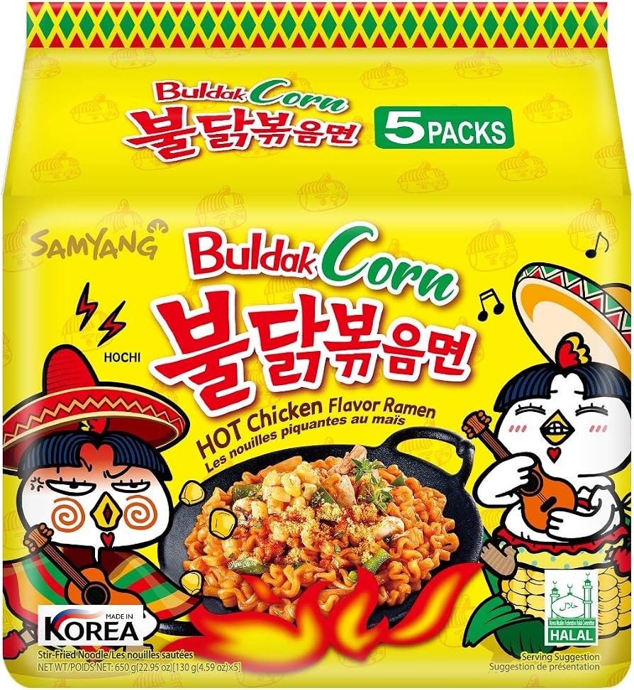 Buldak Ramen Corn Flavoured Noodles 650 GM