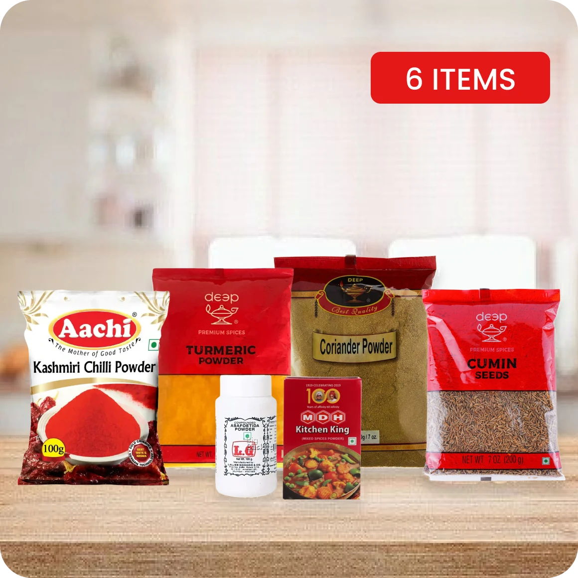 Indian Cooking Starter Kit Spice Rack 6 Pack