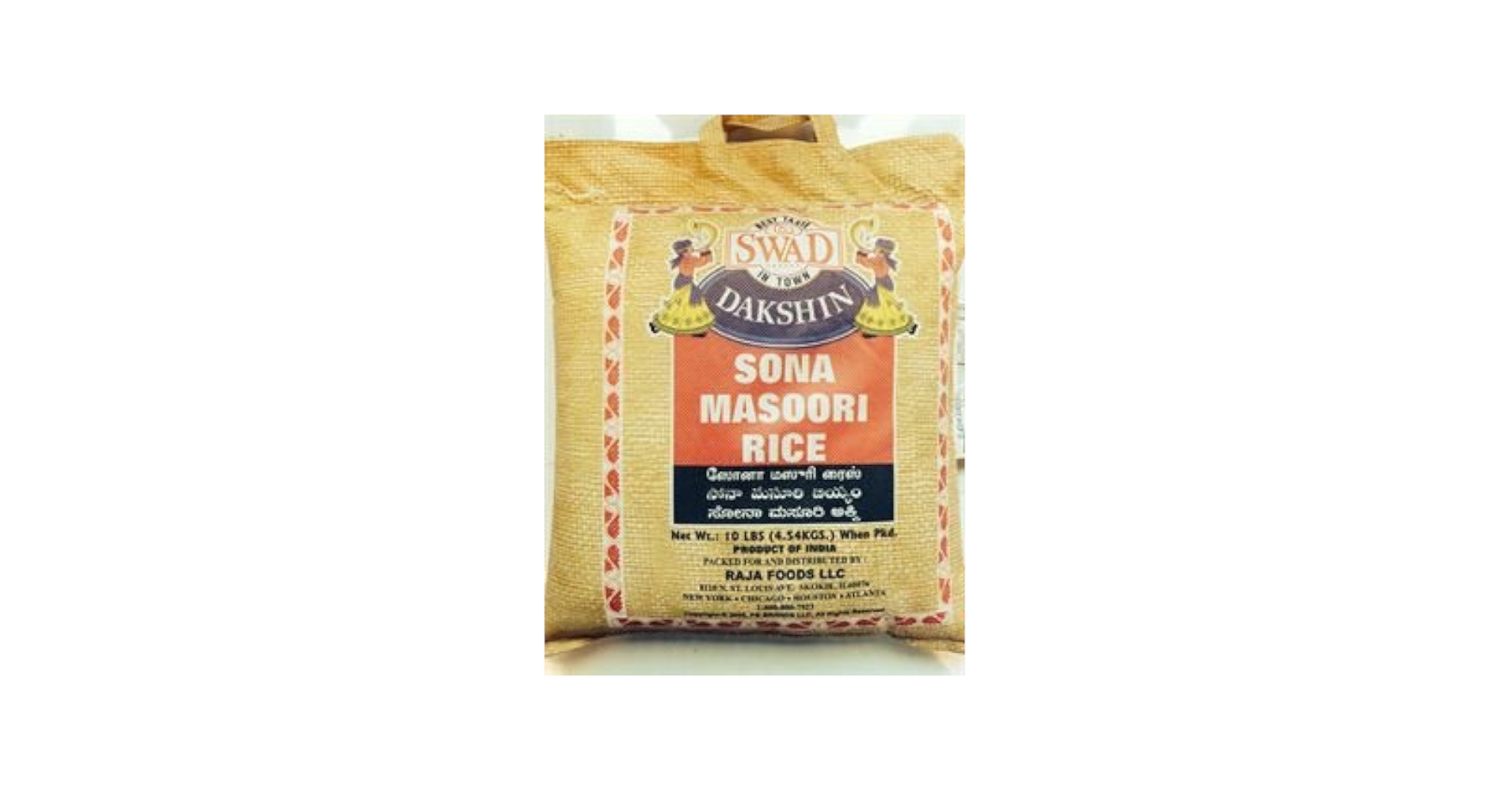 SWAD DAKSHIN ORGANIC SONA MASOORI RICE 4 LBS