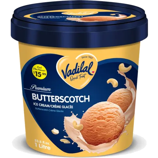 VADILAL BUTTERSCOTCH ICE CREAM TUB 1 LTR